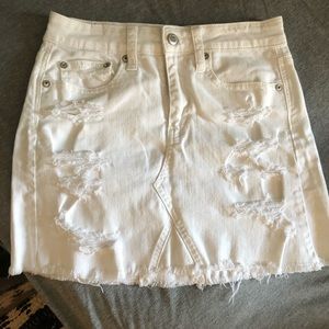 White Distressed Skirt